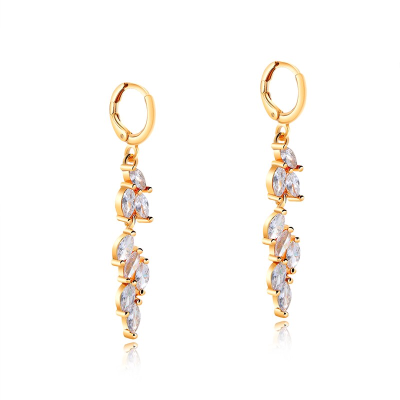 Copper Earring Jackets Wheat Ears Shape Mosaic White/Colour Cubic Zirconia Women's Earring Jewelry EZ020: White