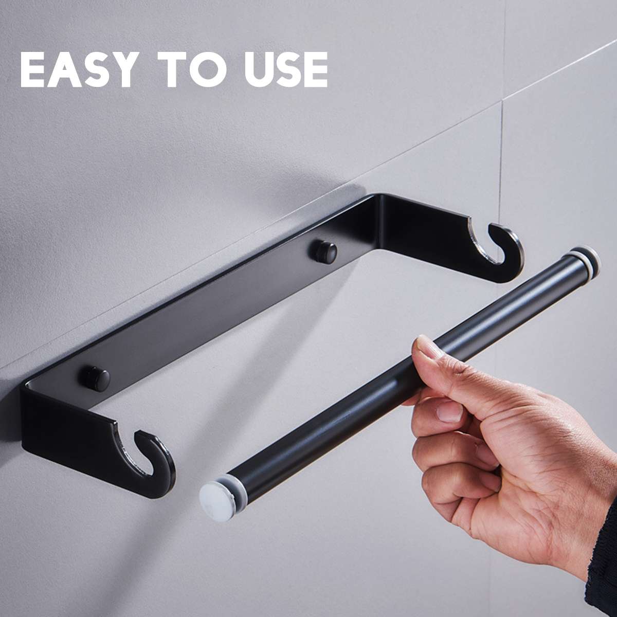 Space Aluminum Kitchen Paper Holder Under Cabinet Wall Mount Hanging Roll Rack Multi-use Bathroom Towel Rack Toilet Paper Holder