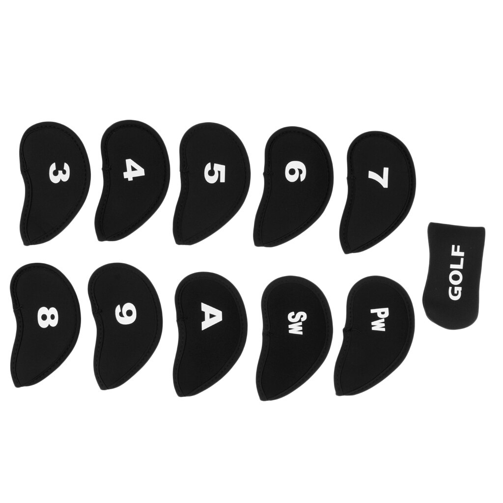 11Pcs/set Golf Head Covers Club Iron Putter Cover Protector Golf Club Protectoive Case Golf Accessories 3-SW