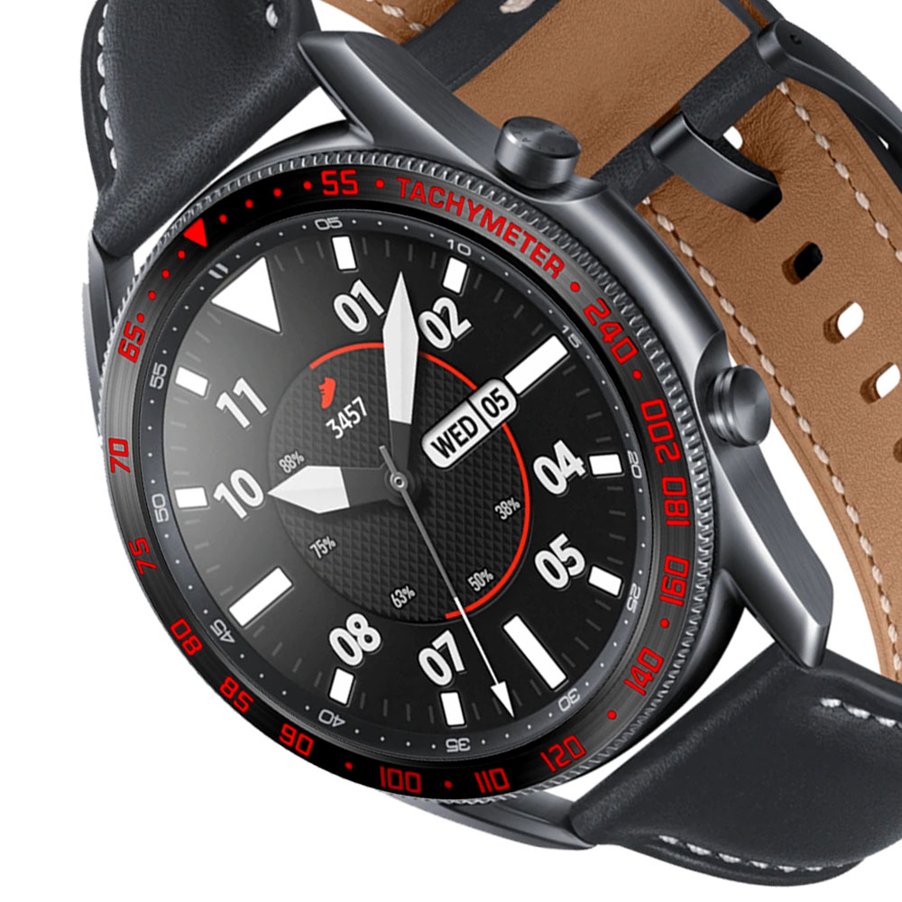 45mm smart ur cover til samsung galaxy watch 3 bezel ring anti-ridse stål bezel ring selvklæbende cover ur tilbehør