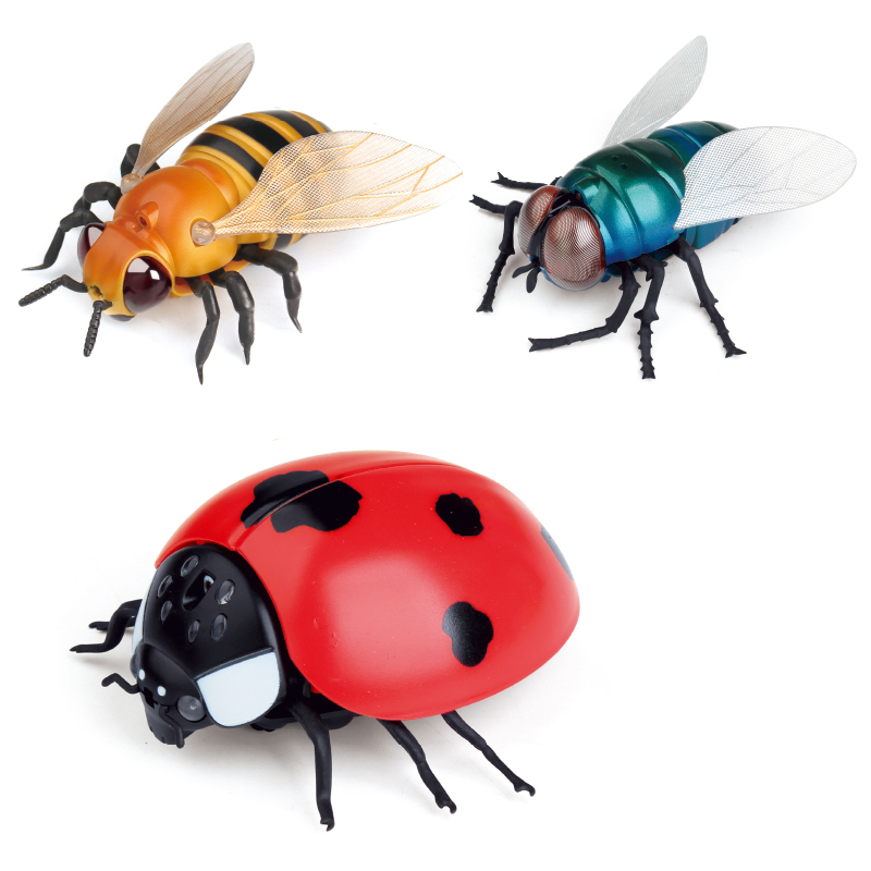 [Funny] Trick toys Remote control animal LED light IR RC insects beetles ladybird electronic pet robot model Prank toy joke toy