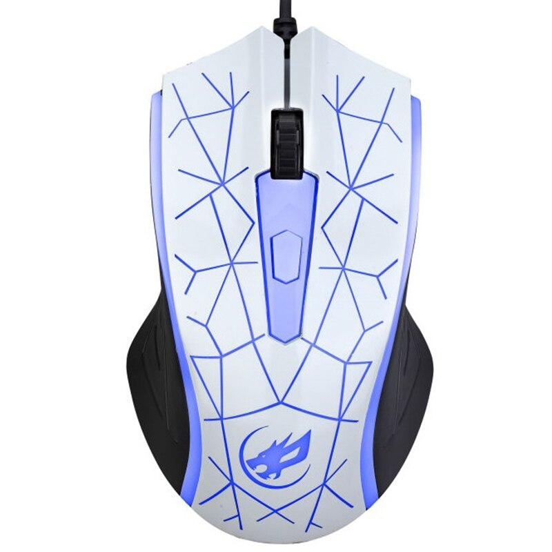 WARWOLF 7 Farbe Licht Gaming Maus 4D USB Wired Gaming Maus 4 Zahnräder 2400 DPI für PC Laptop Maus: White