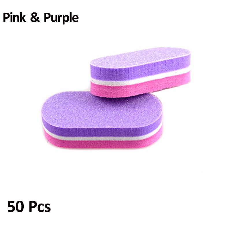 Mini éponge à ongles couleur dongle, bloc tampon, ponçage, lime, outils de pédicure et manucure, Gel, accessoires pour ongles, 50 pièces: Pink Purple