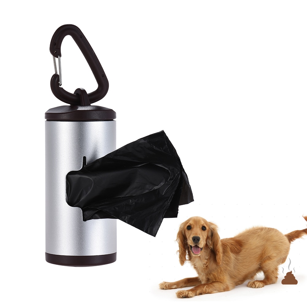 15pcs Waste Bags 5 Color Pet Poop Holder Dog Waste Dispenser Aluminum Alloy Tube Doggy Bag Pet Waste Clean Poop Bags