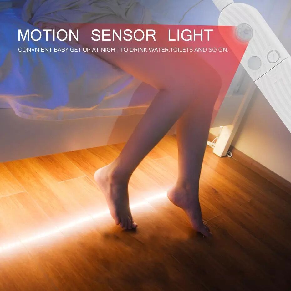 PIR ruch czujnik doprowadziło łóżko oświetlenie nocne robić szafy 1M 2M 3M możliwość przyciemniania elastyczna taśma doprowadziło lampa zasilanie bateriami AAA robić szafy schodowej