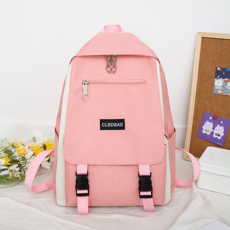 Roxo adolescentes estudante mochila bolsas de ombro-sacos de lona moda feminina traval voltar packs meninas sólida bookbag 4 peças conjunto 2020: pink