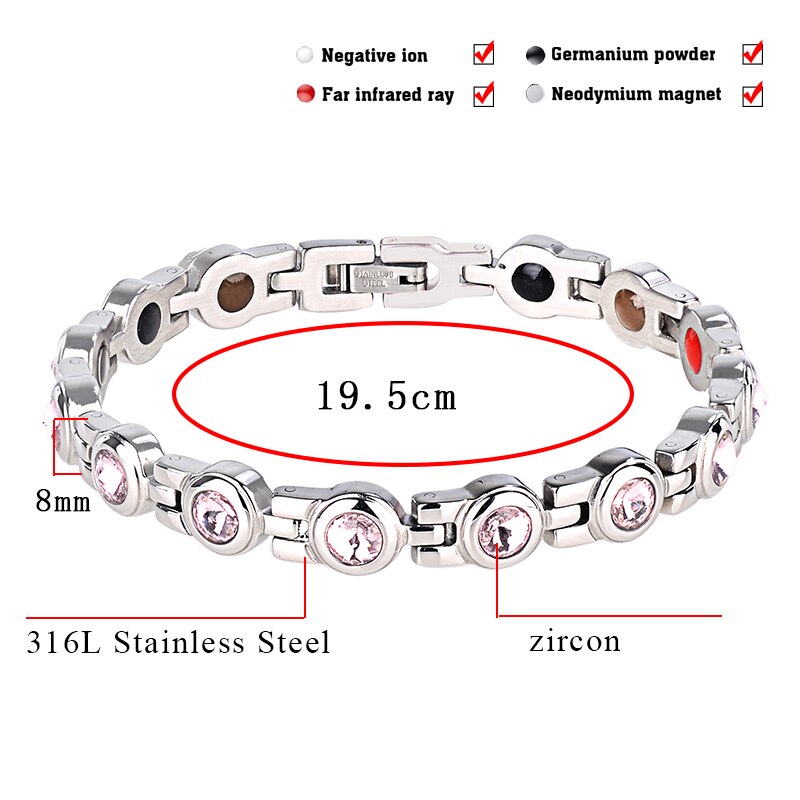 Bracelet magnétique de santé d'énergie d'acier inoxydable de petite grenouille avec le bracelets pour femme d'amitié de strass d'aimant