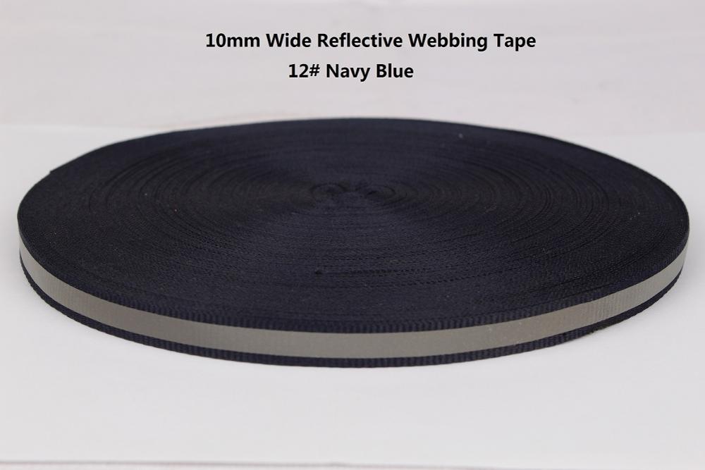 10mm breed reflecterende lint singels voor veilig product garment tassen schoenen DIY riem zwart grijs orange rood blauw groen roze geel: 12 navy blue