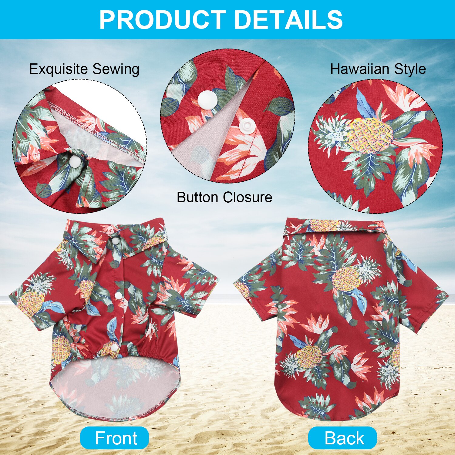 4 unids/set Ropa Estilo Hawaiano perro camisetas de Polo Hawaiano ropa para mascotas ropa de playa estampado de palmeras camisa de verano para mascotas