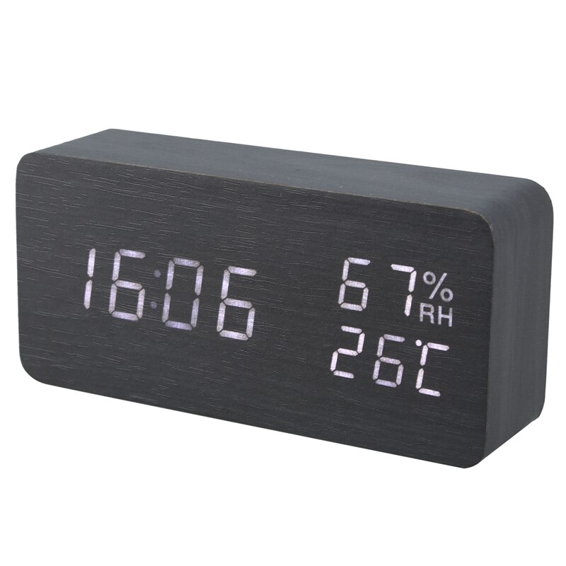 Modern Led Alarm Clock Temperature Humidity Electronic Desktop Digital Table Clocks: Default Title