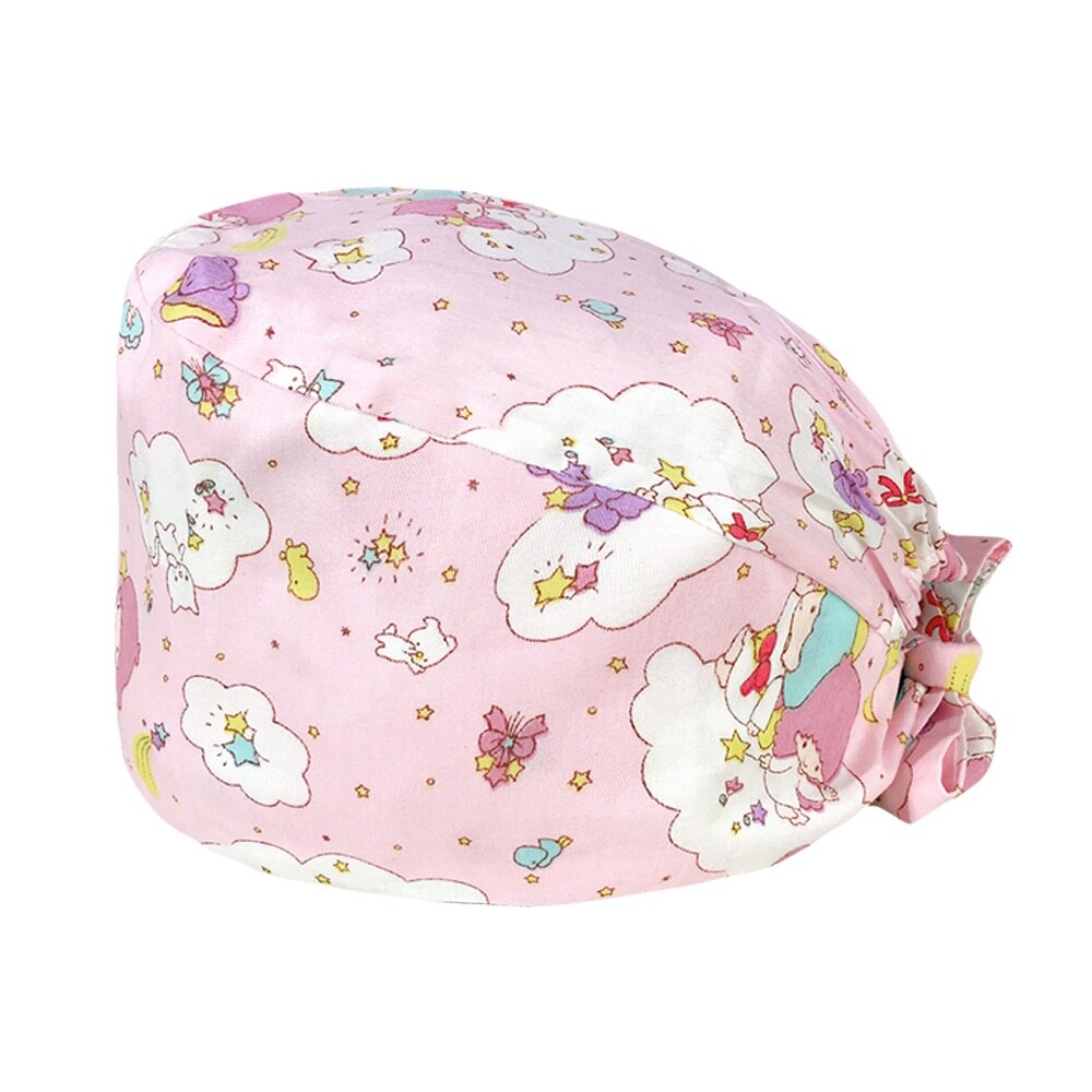 Cartoon print adjustable breathable scrubs hats pet shop cute work cap beauty salon nursing cap hospital working surgical caps: 12025