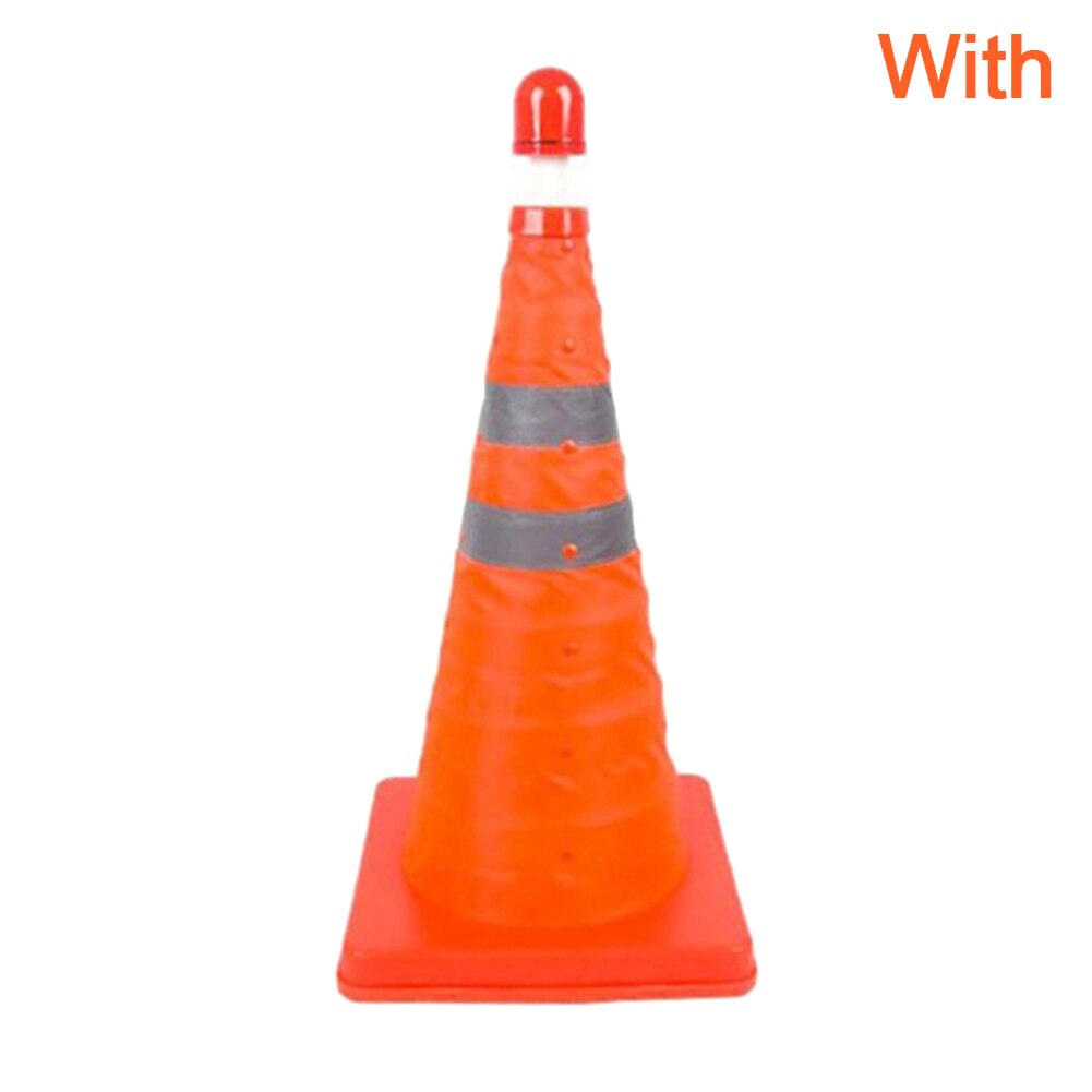 Reflective Traffic Cone Retractable Space-saving Portable Warning Sign Roadblock QJY99: with light