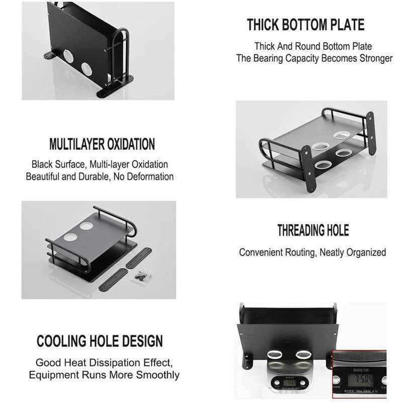 Dubbele Laag Drijvende Wandplank Tv Box Plank Wandmontage Router Dvd Kabel Doos Plank Voor Huishoudelijke Router Ondersteuning