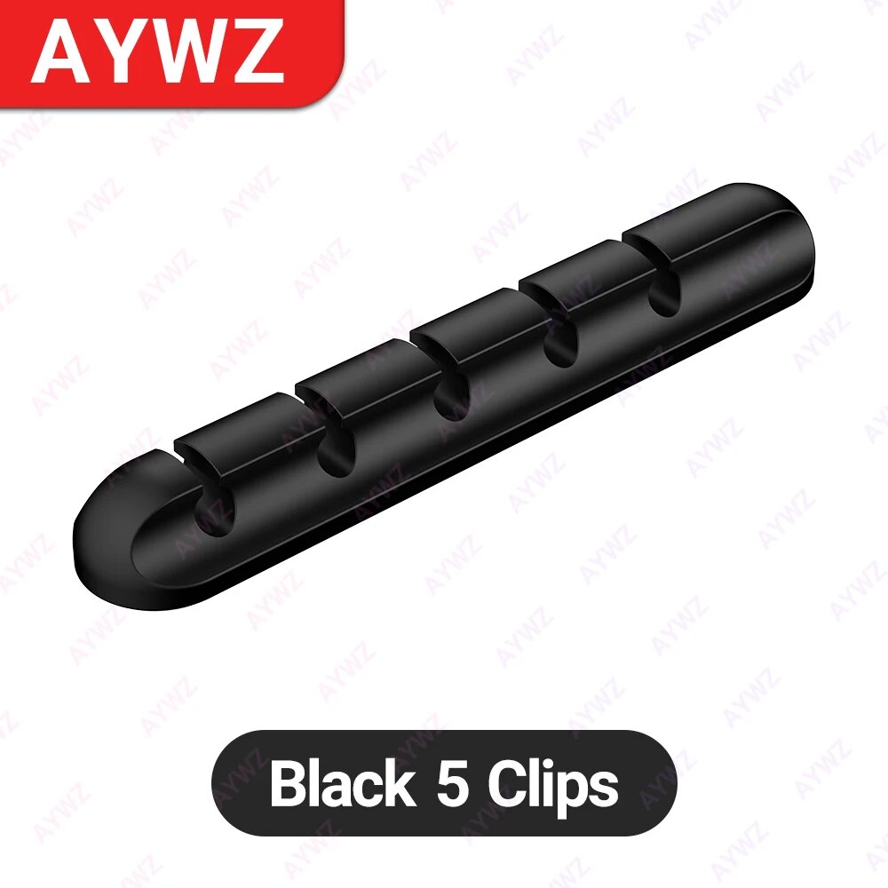 Clips de soporte de Cable adhesivo, organizador de cables de gestión de cables para escritorio, Cable de carga USB, mesita de noche, Cable de alimentación, Cable de ratón: Negro