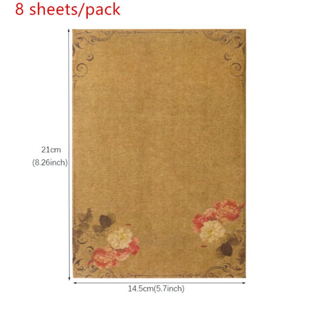 8 Sheets 21X14.5Cm Vintage Kraft Papier Schrijven Brief Briefpapier Romantische Note Craft Papier Schilderen Verpakking Papier: B