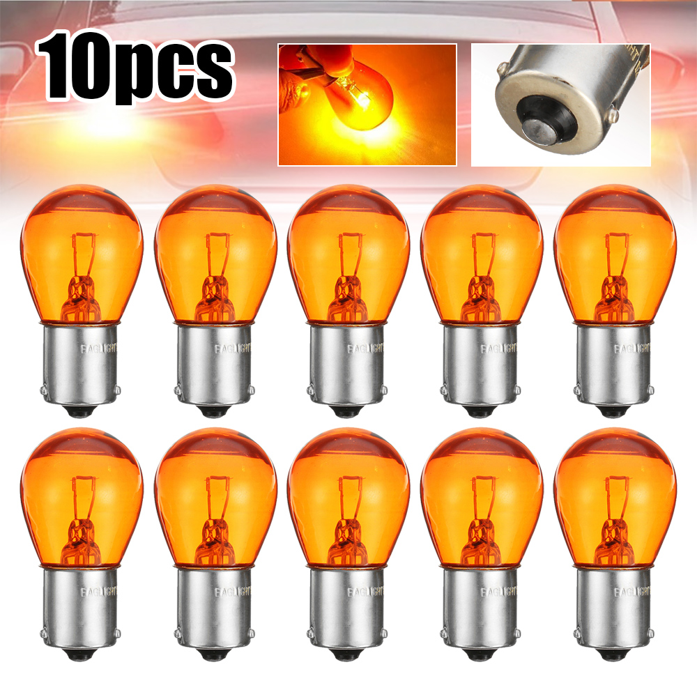 10x21w 1156 bau15s py21w Auto Kontroll leuchte Bremse Rück leuchte Standlicht Bernstein gelb Halogenlampe DC12V LED-Lampen