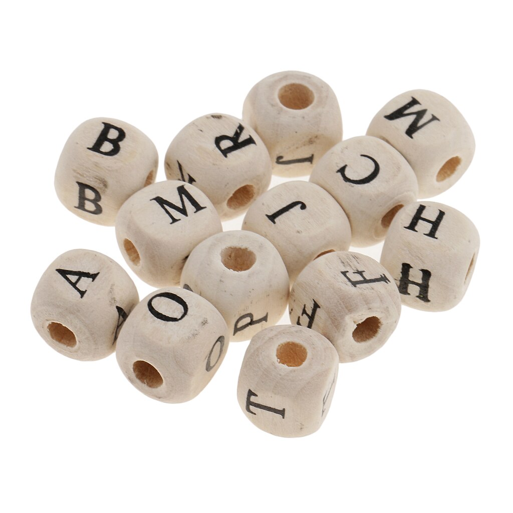 100 Stuks Multicolor Wit Houten Alfabet Letters Kubus Kralen voor Kids DIY Ambachten 10mm