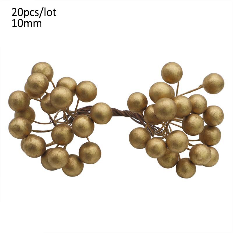 Or fleur artificielle fruits étamines fleur cerise étamine baies Bundle bricolage gâteau noël mariage boîte couronnes décor: ca155
