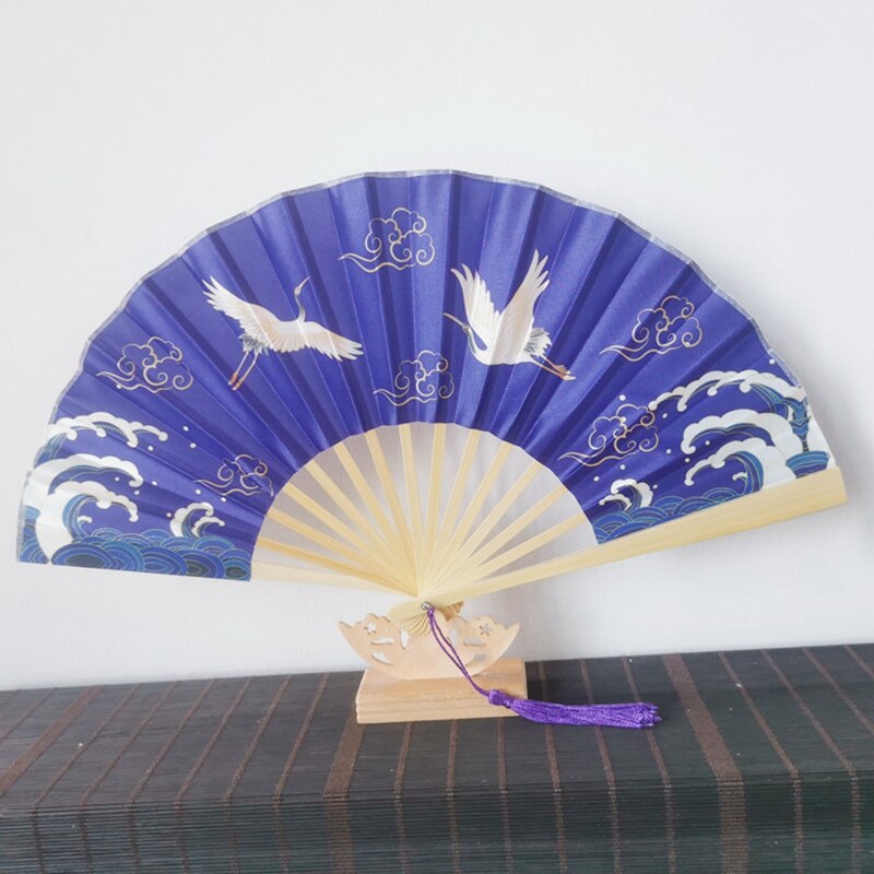 Éventail de Danse Japonais en Soie et Bambou, Pliable, Artisanal original de style Vintage Rétro Chinois pour Décoration de la Maison: 06