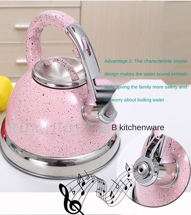 Stainless Steel Coffee Teapot Induction Whistle Tea Kettle Stove Tops 704G 3.5L