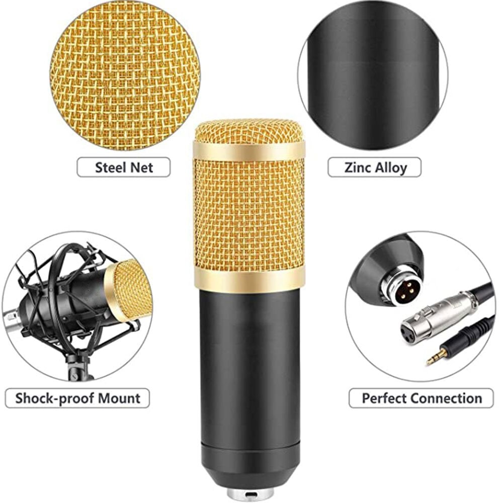 Micrófono condensador de estudio BM800 , 3,5mm, con cable, condensador, micrófono de grabación de sonido para ordenador