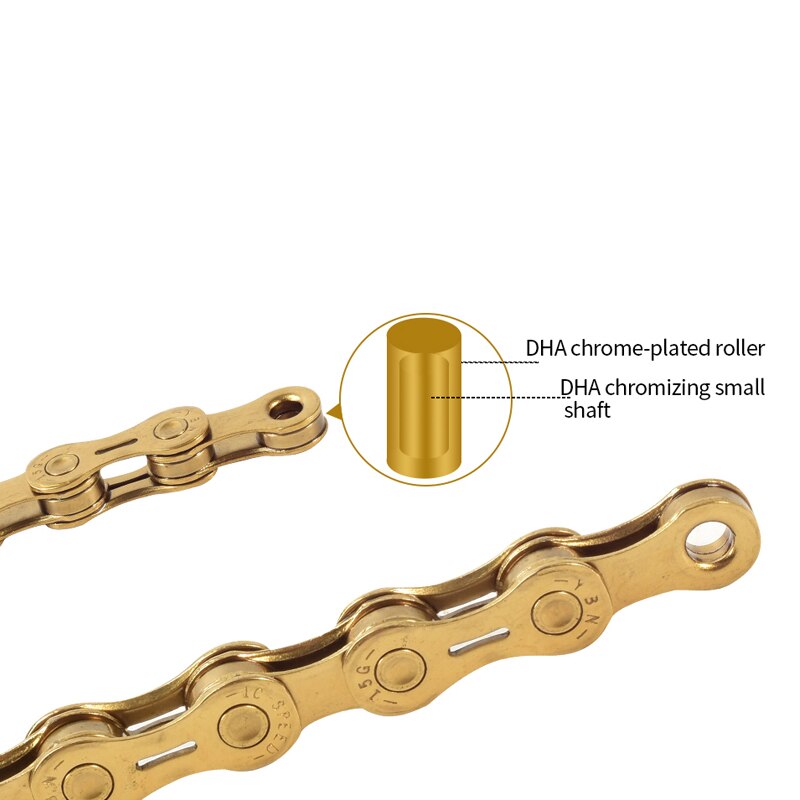 YBN-Cadena de 10/11 velocidades para bicicleta, cadena de oro ultraligera semihueca para bicicleta de montaña y carretera, cadena XC con hebilla mágica