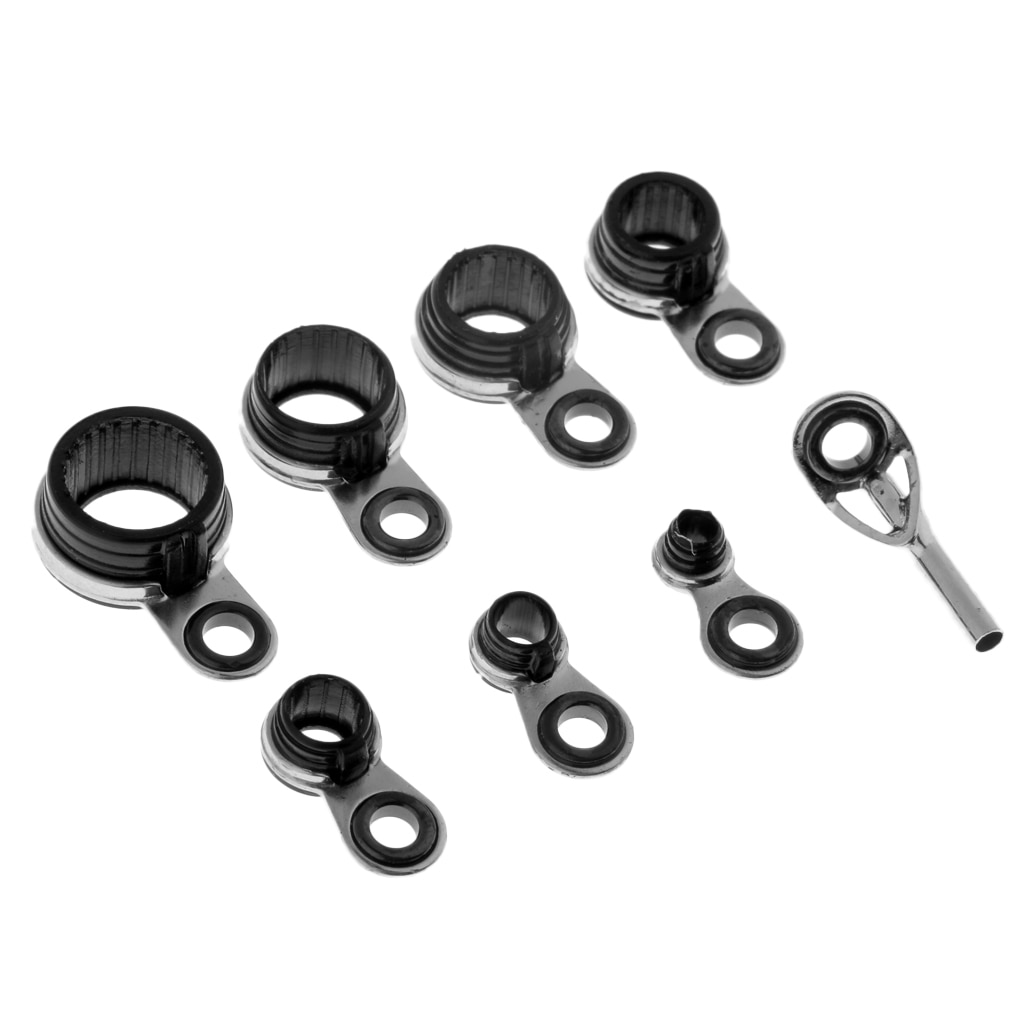 8 stuks roestvrijstalen keramische hengelgeleider ooggeleider ring tip lijn ring diy hengelbouw tuigage accessoires