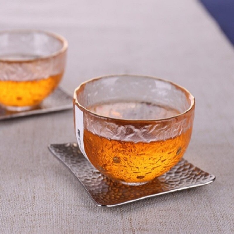 Japansk gravering glas te kop fortykket håndlavet hammer mønster kop zen hjerteglas smagning te sæt hjemmekontor virksomhed