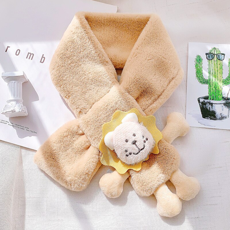 Bavoir couvre-chef en peluche pour femme, Version coréenne, court, , dessin animé, mignon, pour garçons et filles, étudiant et enfant, mignon, D54: khaki lion