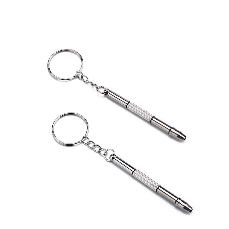 4 in1 Eyeglasses Screwdriver Hand Tools Spectacle Glass Screw Driver Cellphone Watch Computer Repair Kit with Keychain