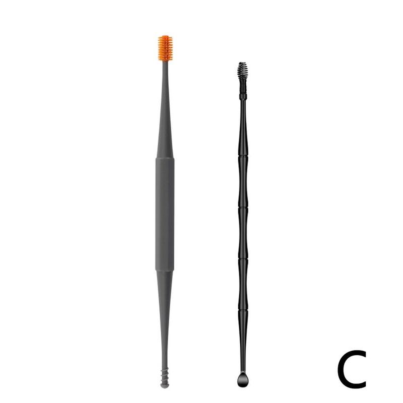 Bâtonnets de nettoyage des oreilles en Silicone, outil pour enlever le cérumen, 360 °: gray 2pcs