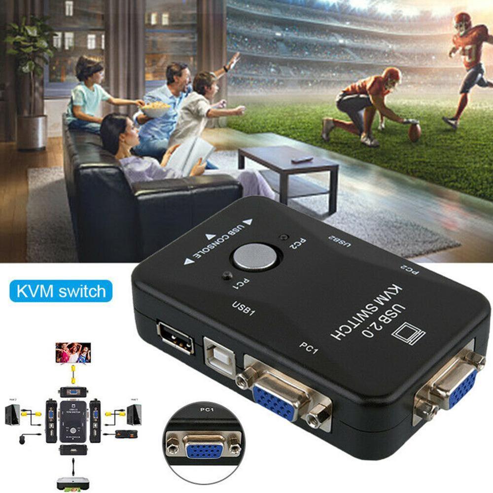 Newest USB KVM Switch Switcher 2 Port VGA SVGA Switch Box USB 2.0 Mouse Keyboard 1920*1440 Switch