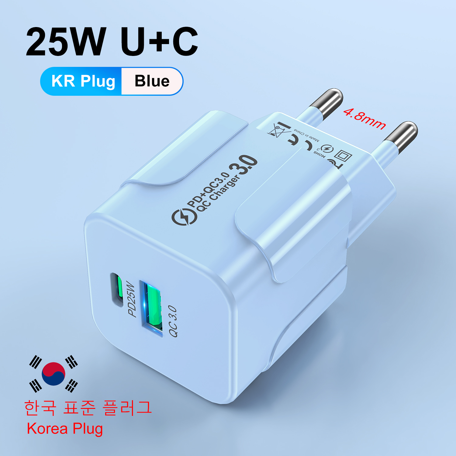 PD25W Korean Charger for iPhone 15 Pro Max USB Type C Fast Charger USB C Fast Chargig Charger KR Plug Quick Charger Wall Charger: DE