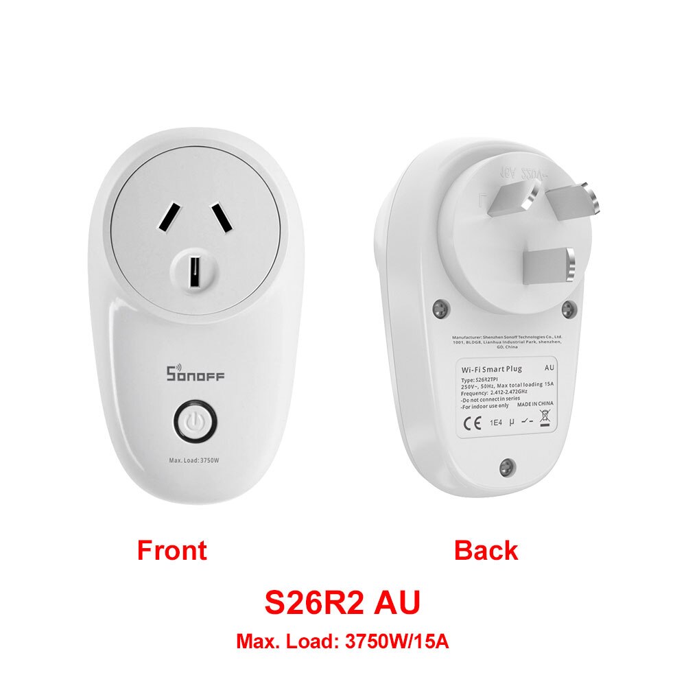 Sonoff S26 R2 Wi-Fi Smart Plug Wireless 16A Smart Socket Switch Voice Control Timing Remote Control via eWeLink Google Alexa