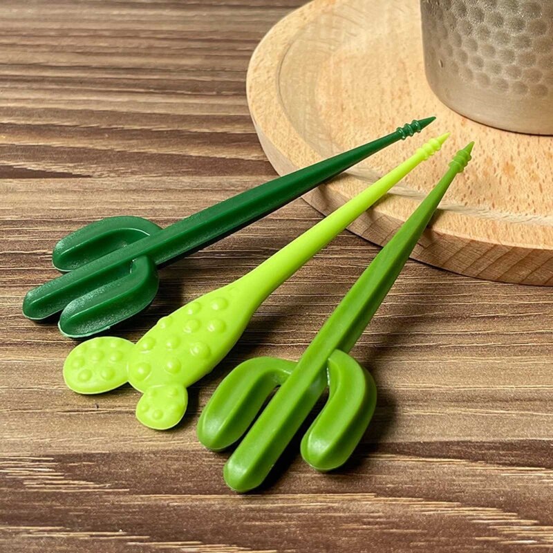 Plastic Fruit Vorken Leuke Fruit Vorken Dessert Vorken Cake Tandenstokers Voedingsmiddelen Picks Cactus Vormige Plastic Materiaal Voor Party