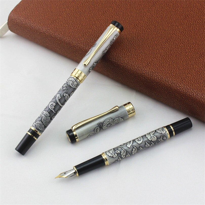 Jinhao-stylo fontaine Dragon 5000 en métal, , 0.5MM, stylo d&#39;encre F pour écrire et fournitures scolaires de bureau