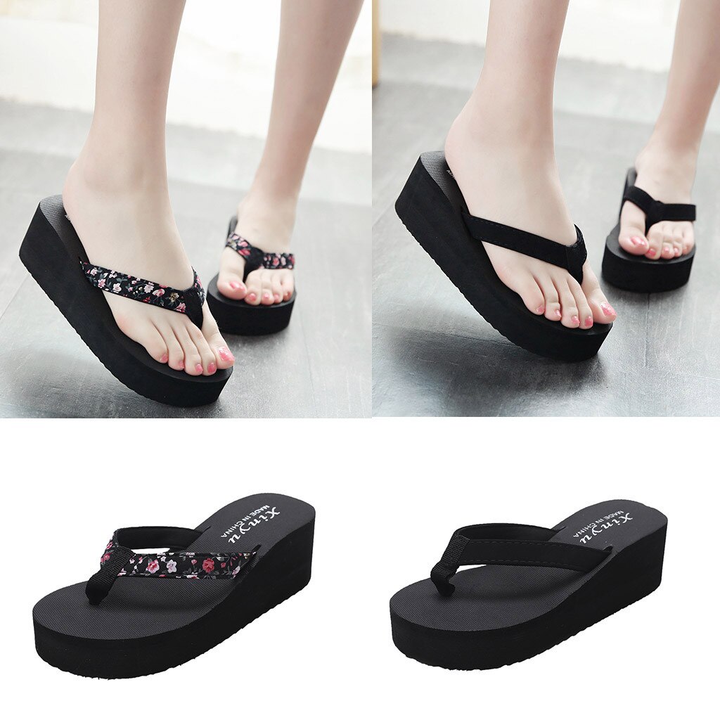 Sandales de plage à semelles compensées antidérapantes pour femmes, chaussures à la décontractées, sandales de plage, donna chanclas mujer,