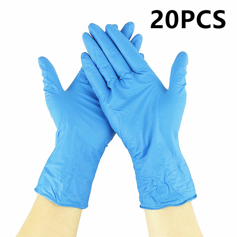 20 Stks/set Multifunctioneel Wegwerp Handschoenen Nitril Handschoenen Latex Handschoenen Keuken Bakken Handschoenen Tuin Schoonmaken Waterdichte Handschoenen: 20PCS Blue / M