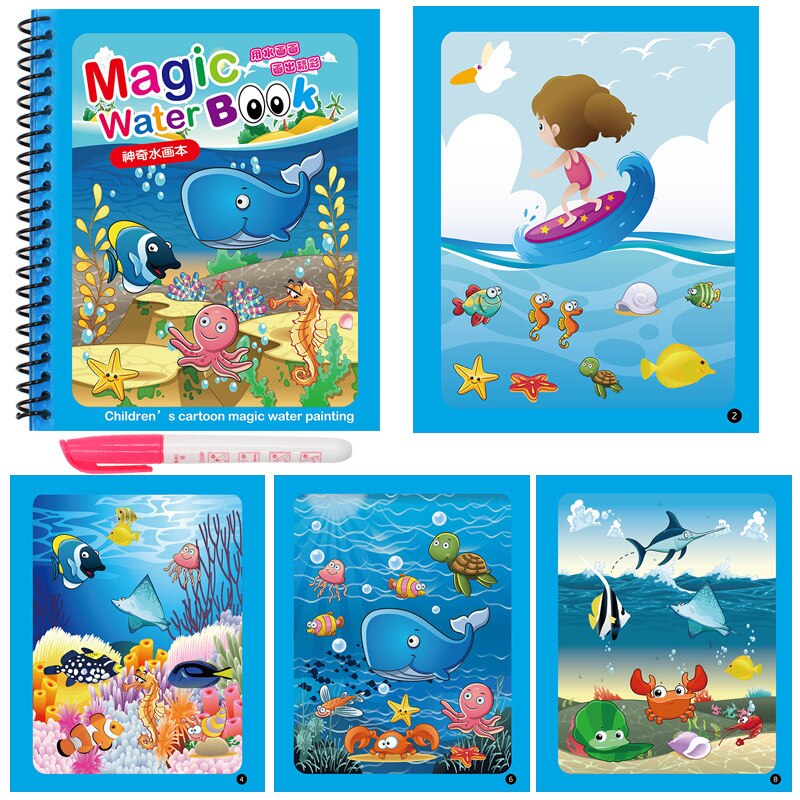 Wczesna edukacja Montessori malowanie tablica do pisania dla dzieci zabawki kolorowanka Doodle i magiczny długopis magiczne szkicownik wody: 1