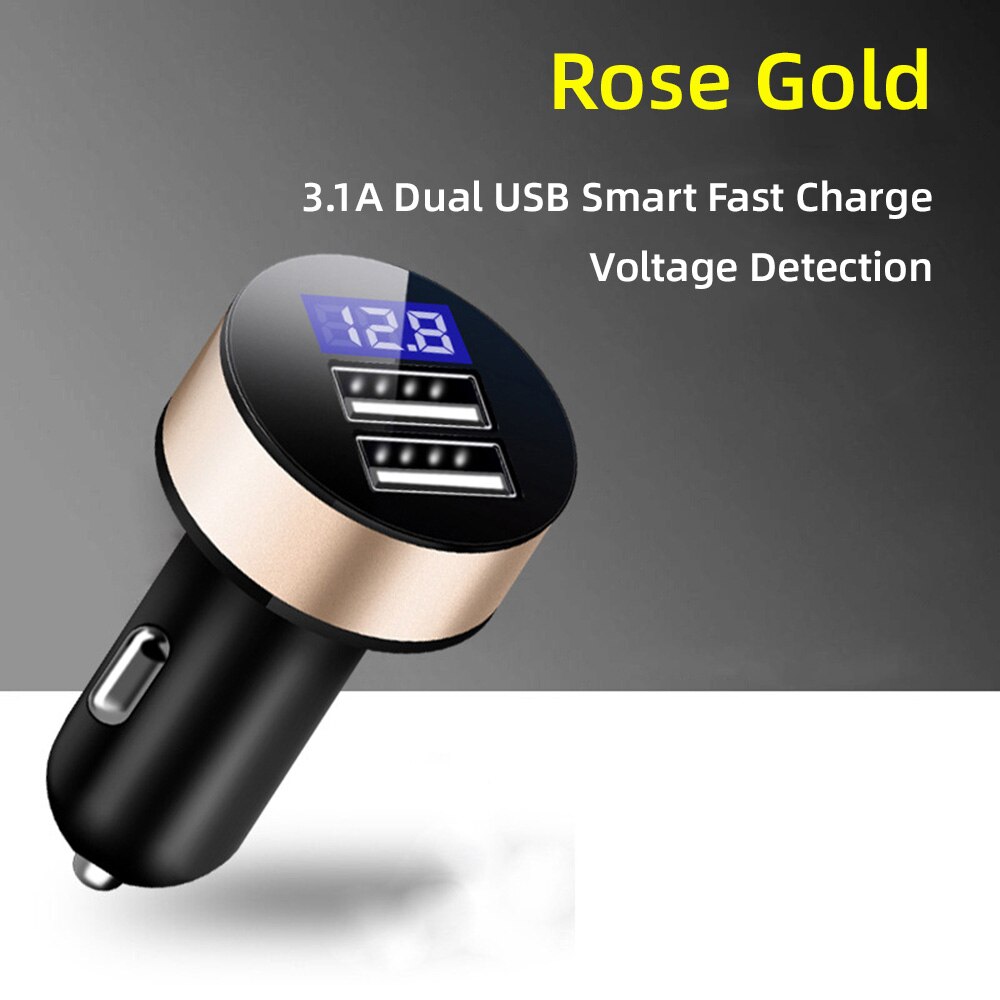 Intelligentes dual-usb-autoladegerät mit schnellladefunktion und  mp3 audioplayern für mobiltelefone, multifunktional für iphone, samsung, huawei und tablets: Gold mit blei