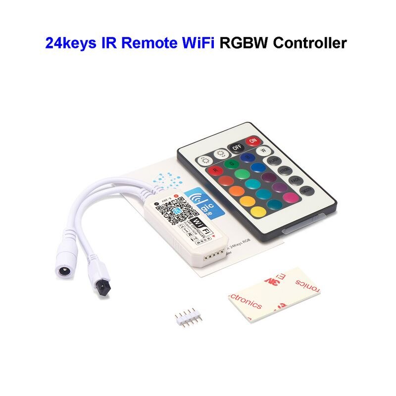 Magic home led controller  dc5v 12v 24v bluetooth wifi rgb/rgbw ir rf led controller för 5050 ws2811 ws2812b pixlar led strip: 24 nycklar ir wifi rgbw