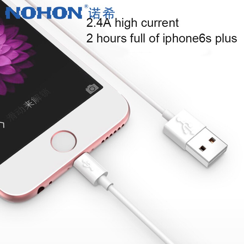 Nohon cabo de carregamento usb com 8 pinos, iluminação para iphone x, xs, max, xr, sincronização de dados, carregamento rápido, cabo longo 1m 3m para iphone 8 7 6s 5 plus