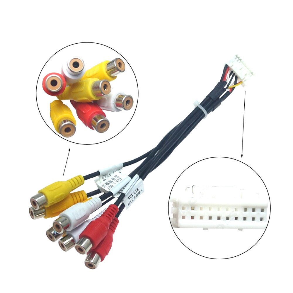 7 Pcs Auto Kabel Power Luidsprekerkabel Gps Antenne Omkeren Ingang 4 6 Usb-poort Auto Draad Connector Accessoires Universele: 7 RCA