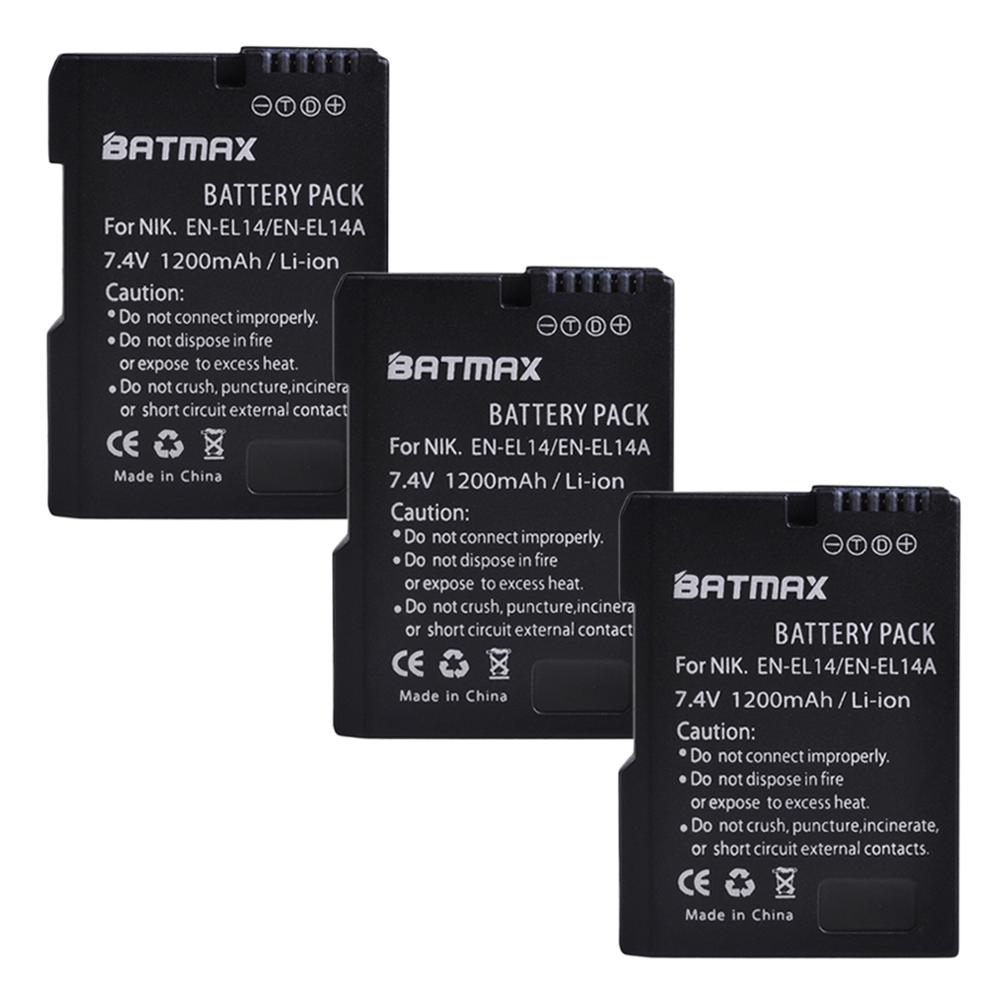 2 uds. EN-EL14 EN EL14 EN EL14a batería + LED cargador USB incorporado para Nikon D3500, D5600, D3300, D5100, D5500, P7100,P7700 P7800: 3Pcs