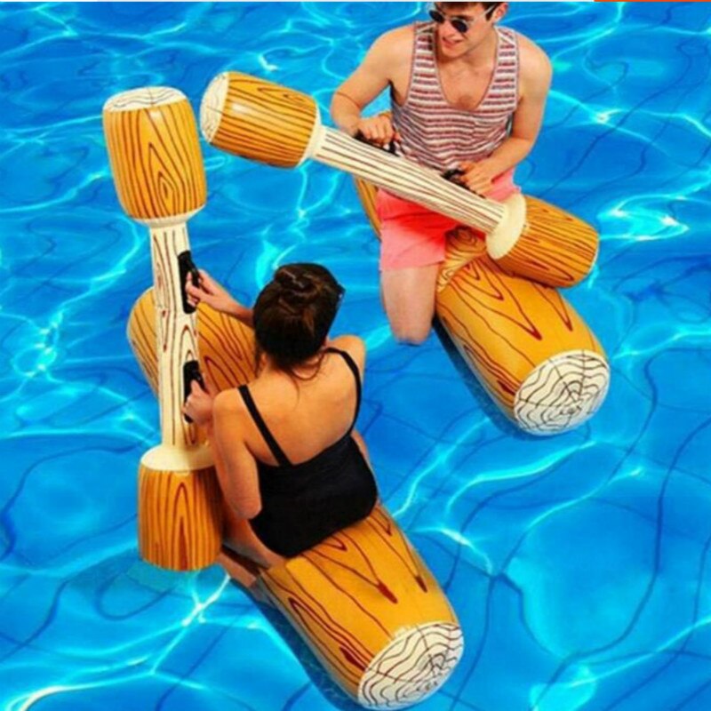 100 130 cm Outdoor Opblaasbare hout kleur water sport games houten float riding water speelgoed set
