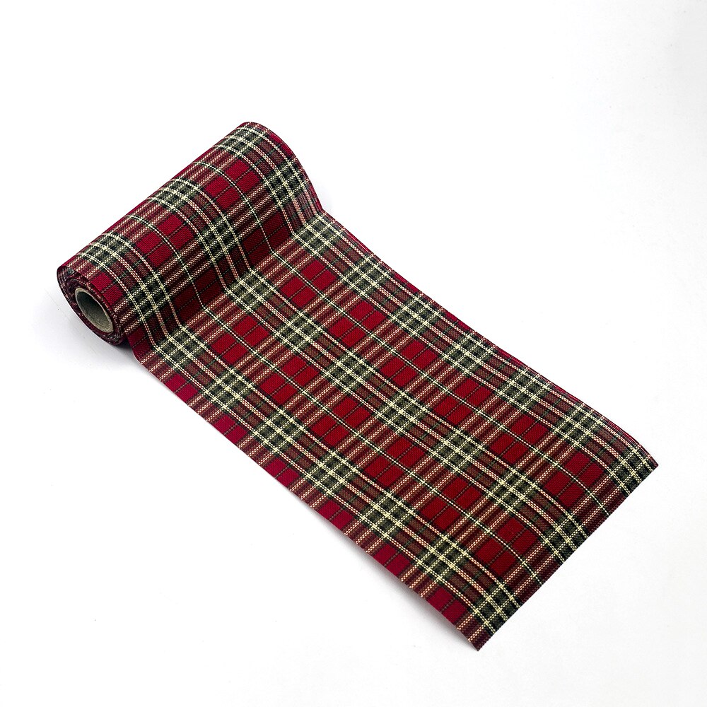 3M Christmas Scottish Plaid Grid Printed Ribbon European Plaid Fabric Christmas Tree Decoration Ribbon Christmas DIY Decoration: A