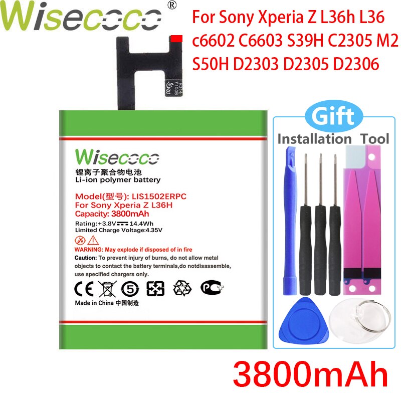 Wisecoco 3800 Mah LIS1502ERPC Batterij Voor Sony Xperia Z Lt36h L36H L36i C6600 C6602 S39H SO-02E C6603 C2305 Telefoon + tracking Nummer