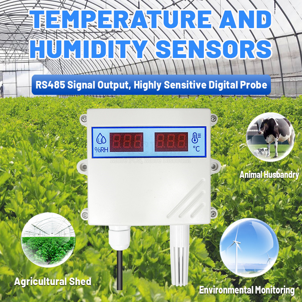 Sonda de Sensor de temperatura y humedad con transmisor de pantalla Digital, RS485, analógico, 0-5V, 0-10V, 4-20Ma, impermeable