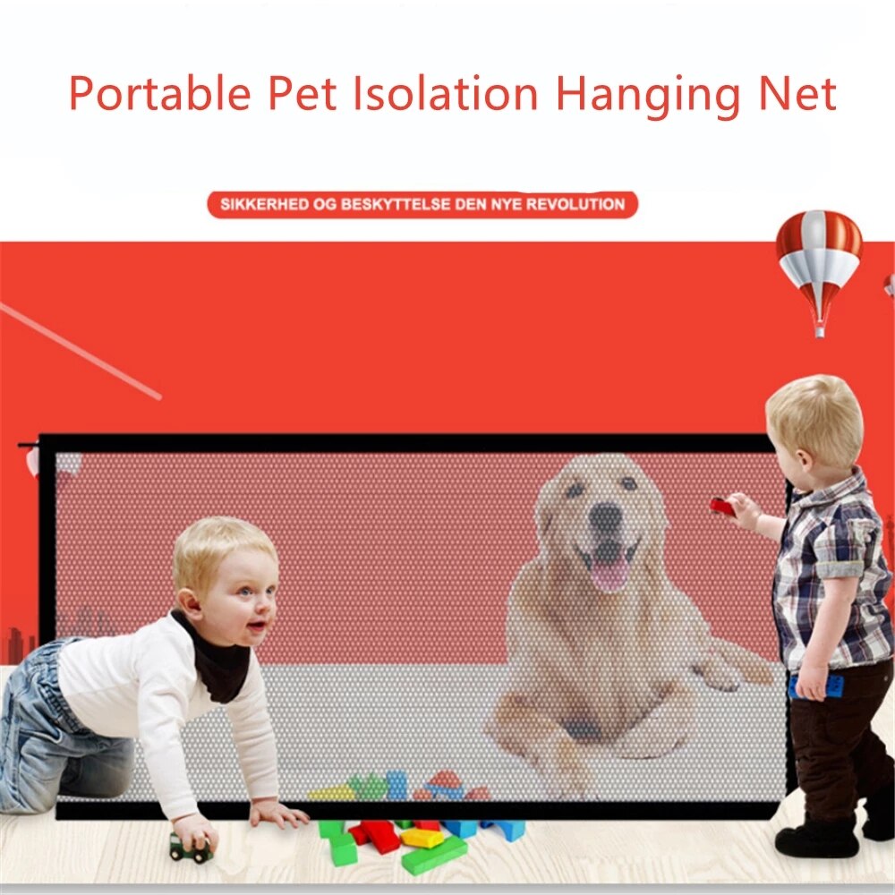 Dog Gate Mesh Dog Fence For Indoor Outdoor Safe Pet Dog Gate Pet Supplies Foldable Pet Barrier Fences for Kitchen Staircase Home