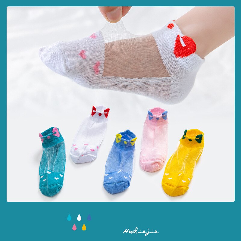 5 Paren/partij Kinderen Katoenen Sokken Mesh Sokken Jongen Meisje Baby Baby Ultradunne Mode Ademend Effen Voor Zomer 0-12T Teens Kids: 5Pairs Style2 / XL 9-12Years old